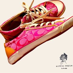 COACH Leatherware C-Logo Signature Sneakers Barrett P547 Pink Size 7